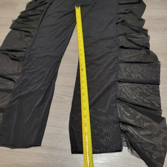 Black Sheer Mesh Ruffle Side Tiered Pants High Waisted Festival Coverup Small - Picture 5 of 6